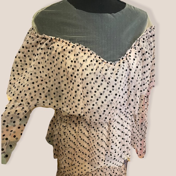 Missord Off Shoulder Layered Hem Polka Dot Mesh (SHEIN) Dress Sz M(6) - Picture 7 of 10